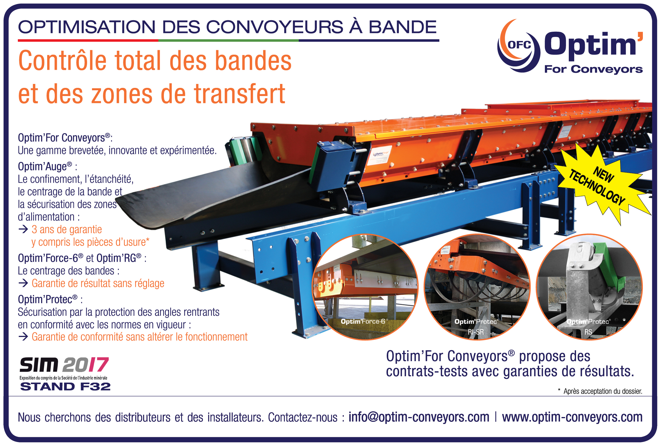 Publicité Pour notre gamme de Optim'For Conveyors dans Mines et Carrières