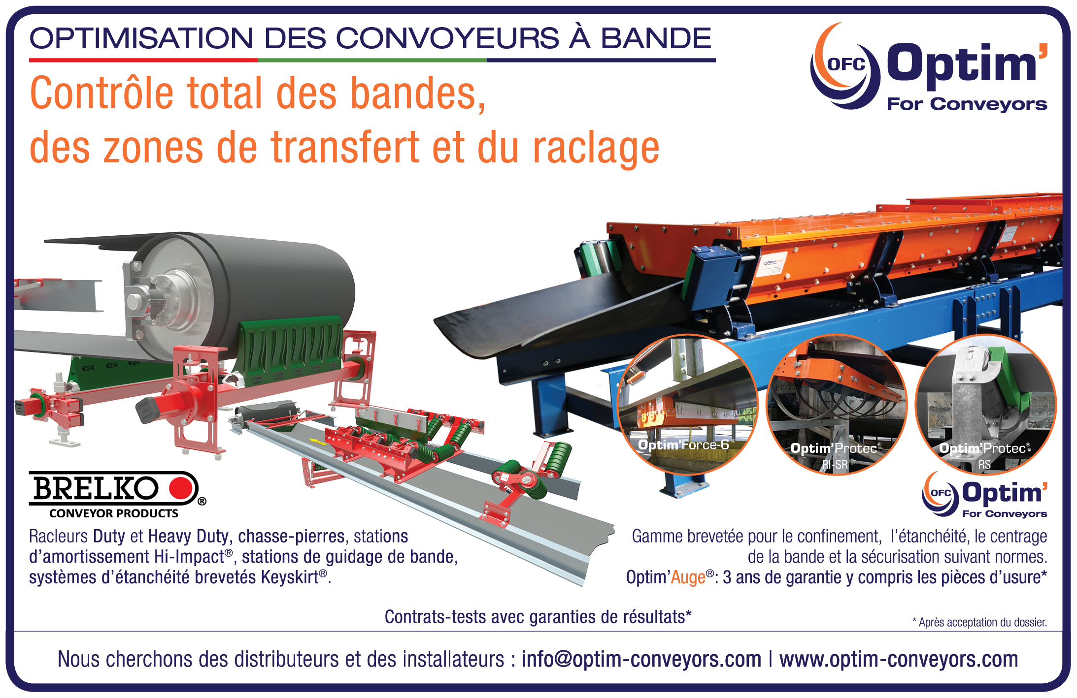 Publicité pour nos gammes Optim'For Conveyors et Brelko dans Infovrac